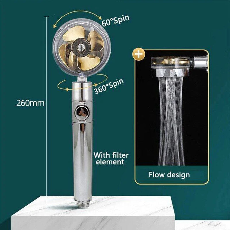 High Pressure Shower Head Adjustable 360° Rotation Turbine Water Saving Shower-TURBO SPA