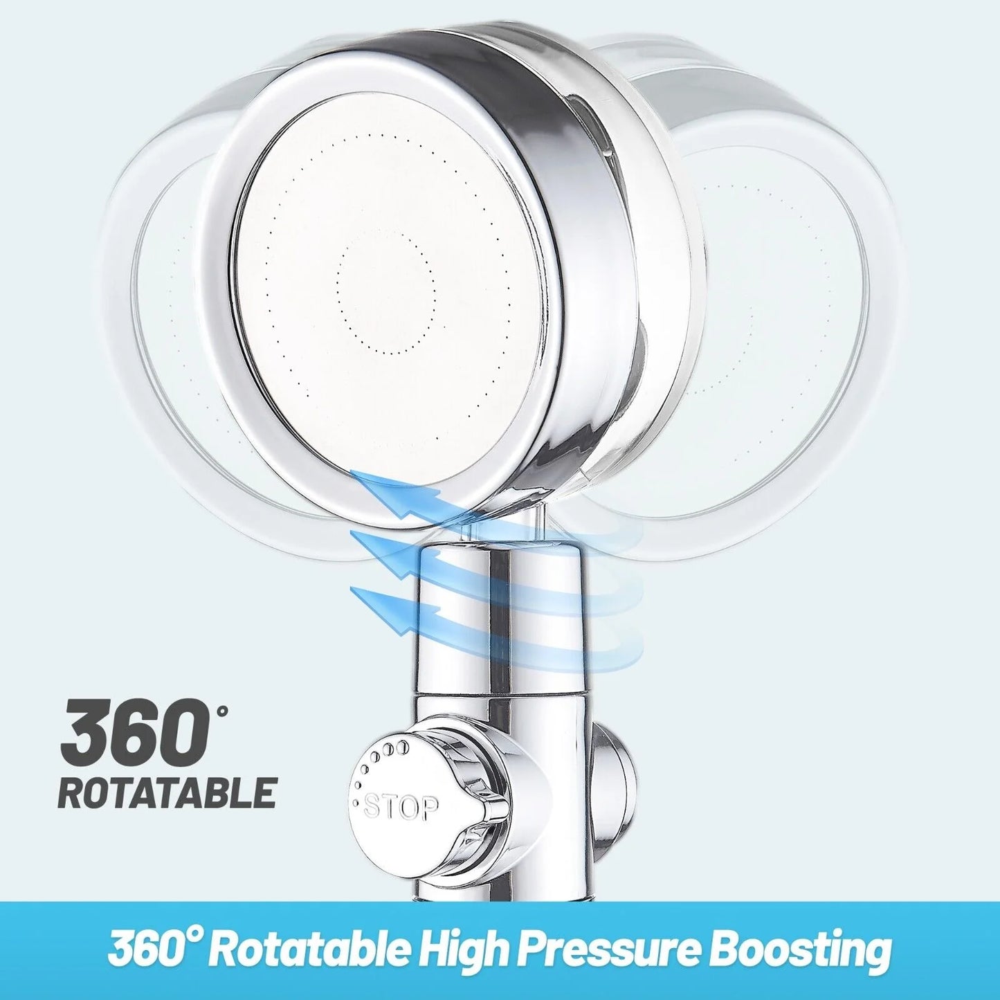 High Pressure Shower Head Adjustable 360° Rotation Turbine Water Saving Shower-TURBO SPA