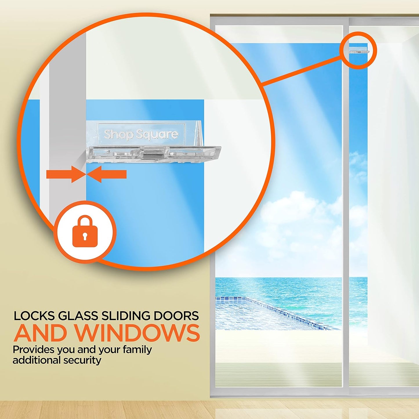 Sliding Door Lock for Home Safety - 2 Pack Sliding Window Locks, Sliding Patio Door Lock, 3M Adhesive, Child Safety Locks for Doors, Sliding Glass Door Lock and Window Security