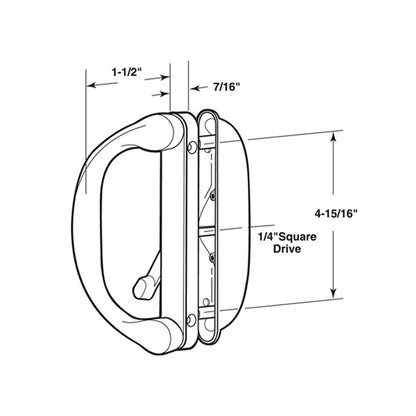 Sliding Door Handle Set with Latch, Strike plate and Internal Locking Mechanism- Entire kit. White