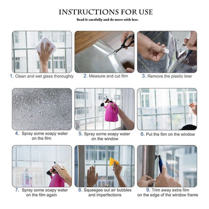 One Way Mirror Window Film Heat UV Reflective Privacy Tint Foil for Home Office