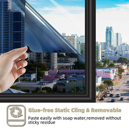 One Way Mirror Window Film Heat UV Reflective Privacy Tint Foil for Home Office